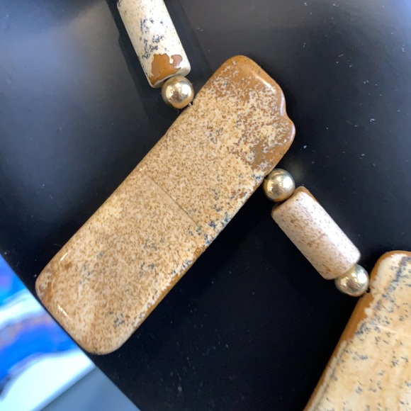 Handcrafted Picture Jasper Semi Precious Statemen Necklace and earrings Jewelry - Picture 5 of 9